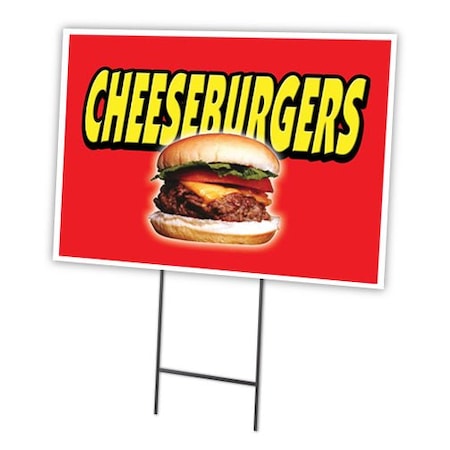 Signmission Cheeseburgers Yard Sign & Stake outdoor plastic coroplast window, C-2436 Cheeseburgers C-2436 Cheeseburgers